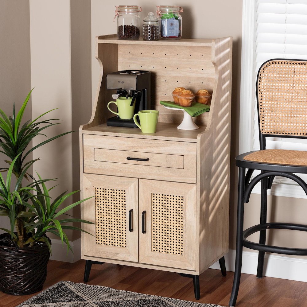 Studio Pavone Mid-Century Modern Oak Brown Wood Kitchen Cabinet. Picture 9