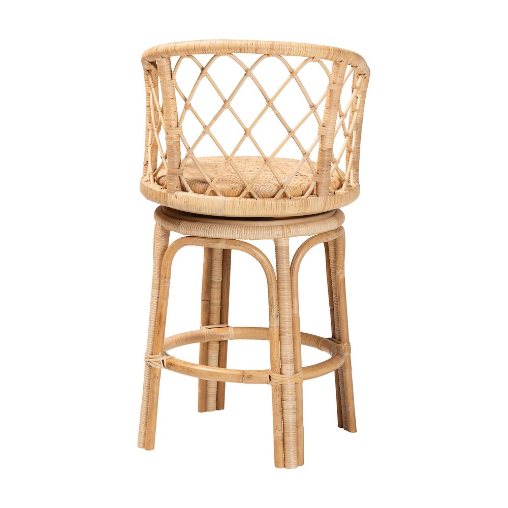 Ayu Bohemian Light Honey Rattan Swivel Counter Stool. Picture 4