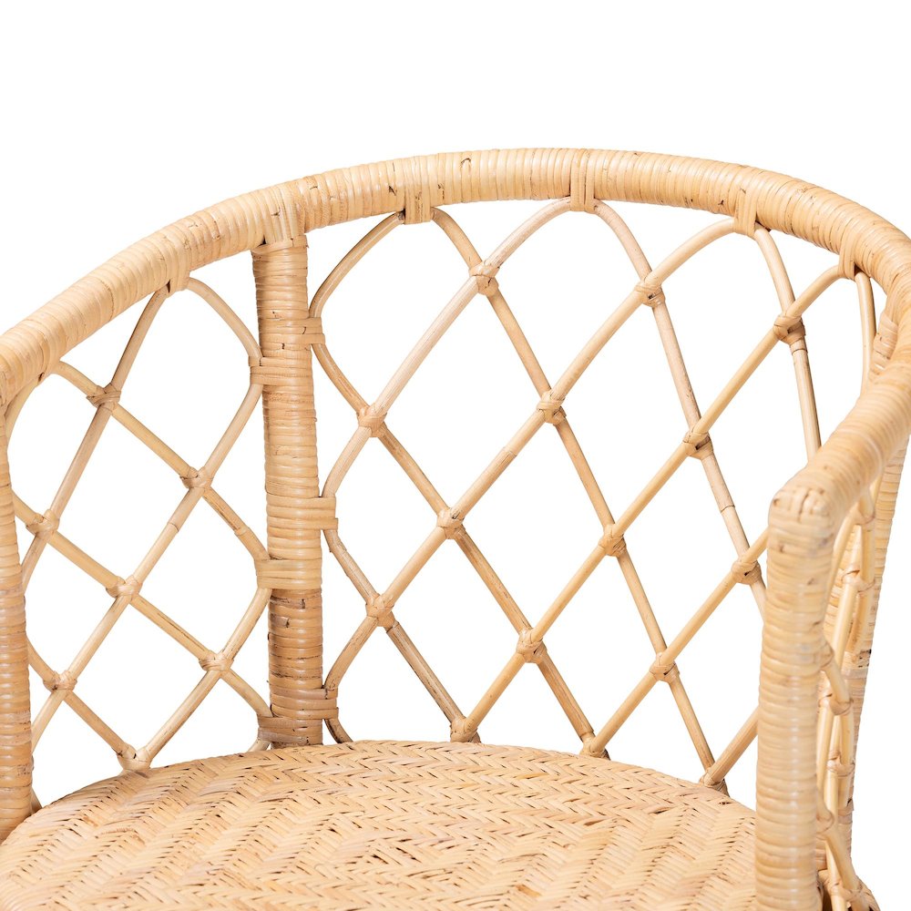 Ayu Bohemian Light Honey Rattan Swivel Counter Stool. Picture 5