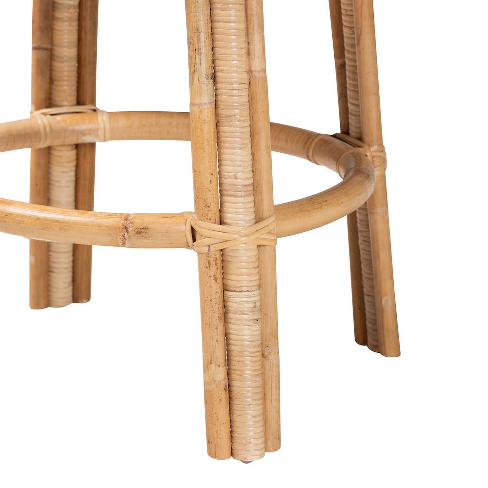 Ayu Bohemian Light Honey Rattan Swivel Counter Stool. Picture 6