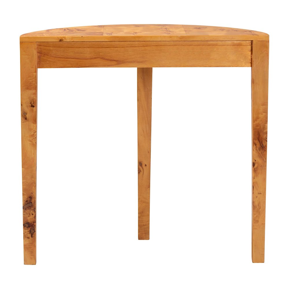 Jihan Modern and  Natural Real Burl Wood Half-Moon Console Table. Picture 4