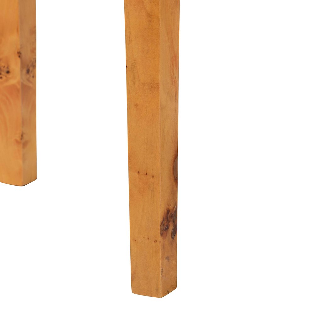 Jihan Modern and  Natural Real Burl Wood Half-Moon Console Table. Picture 6