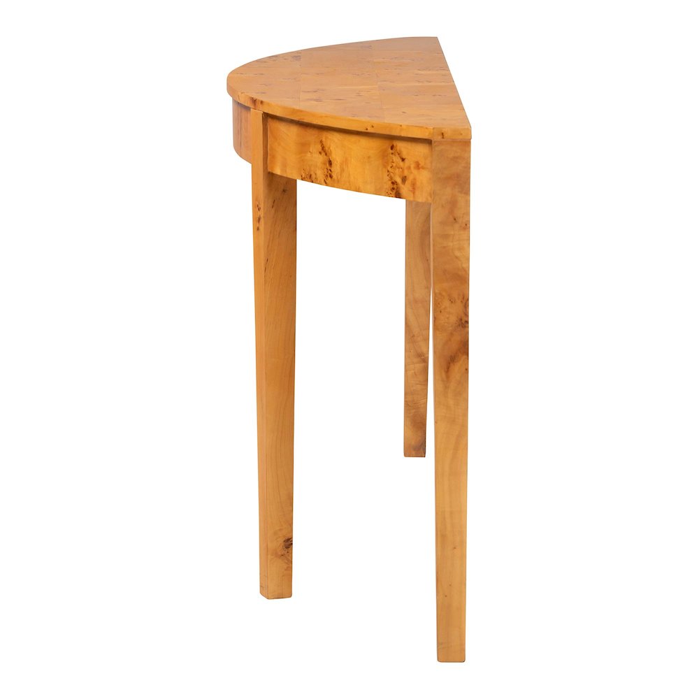 Jihan Modern and  Natural Real Burl Wood Half-Moon Large Console Table. Picture 3