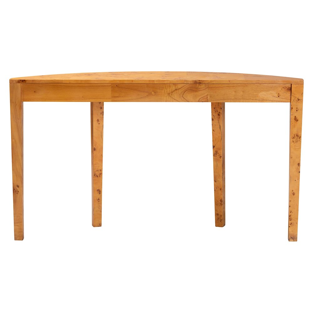 Jihan Modern and  Natural Real Burl Wood Half-Moon Large Console Table. Picture 4