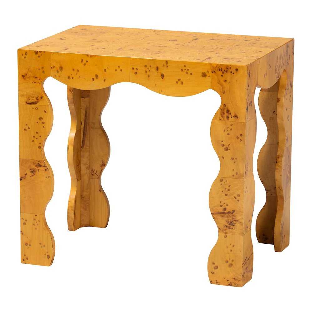 Huxley Modern and  Natural Real Burl Wood End Table. Picture 1