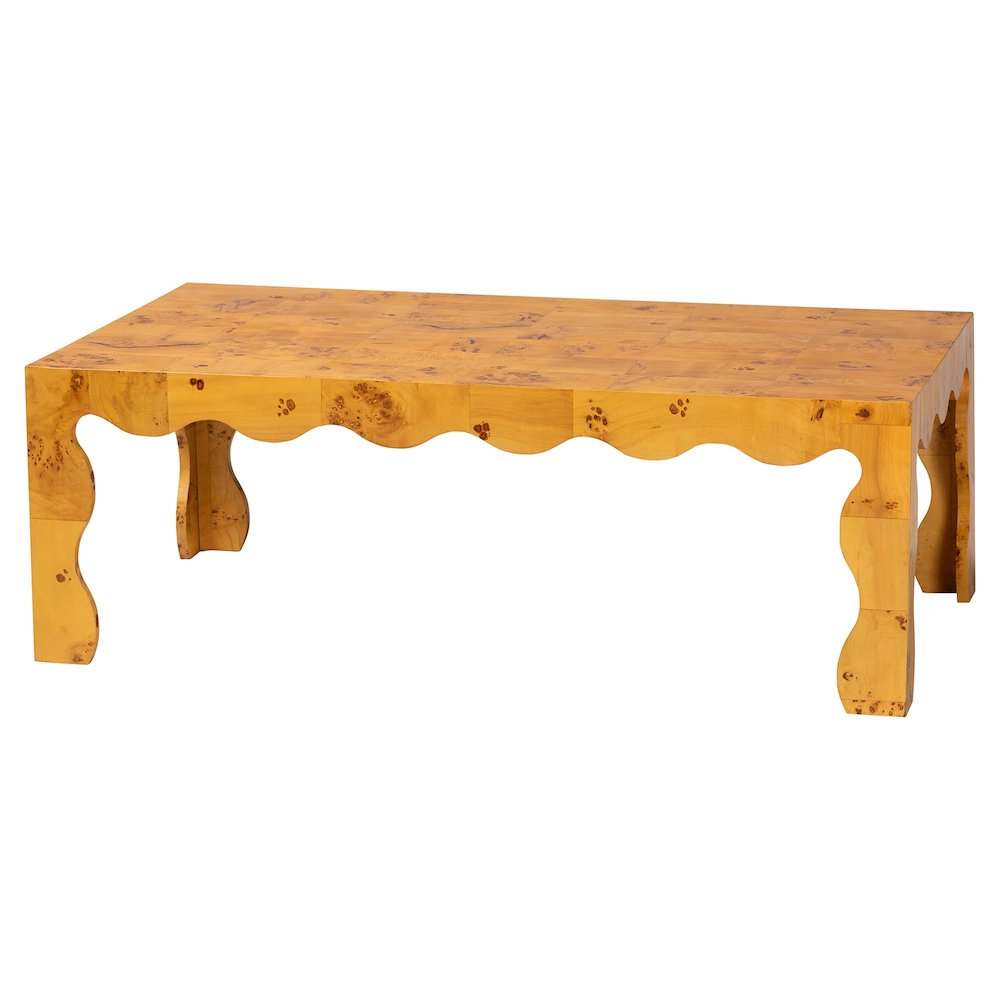 Huxley Modern and  Natural Real Burl Wood Coffee Table. Picture 1