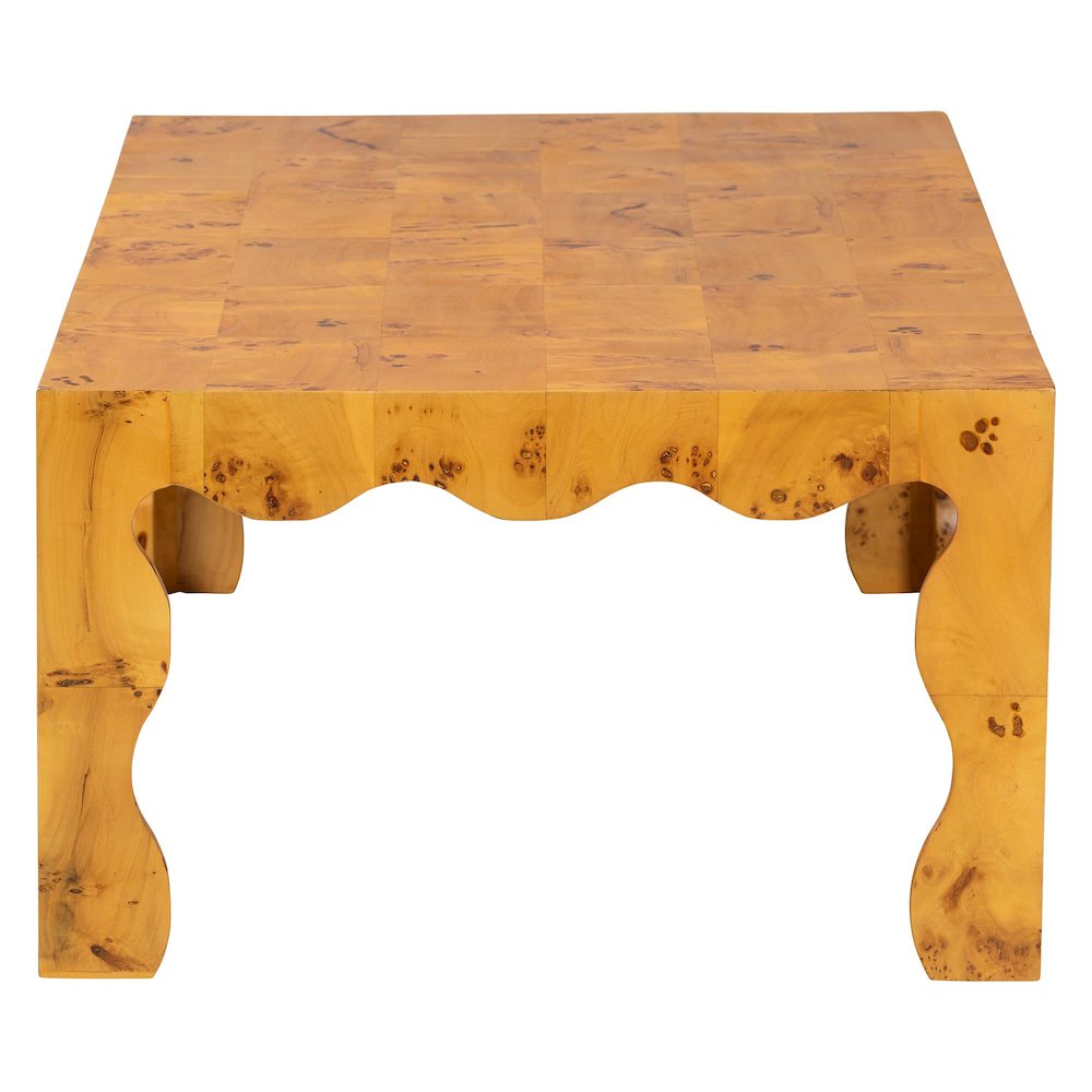 Huxley Modern and  Natural Real Burl Wood Coffee Table. Picture 4