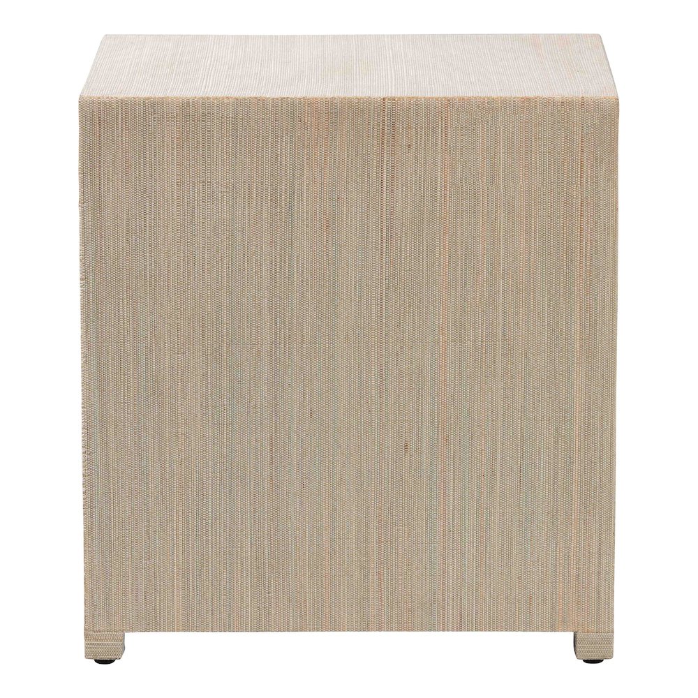 Quinn Bohemian Woven Natural Grasscloth 3-Drawer Nightstand. Picture 5