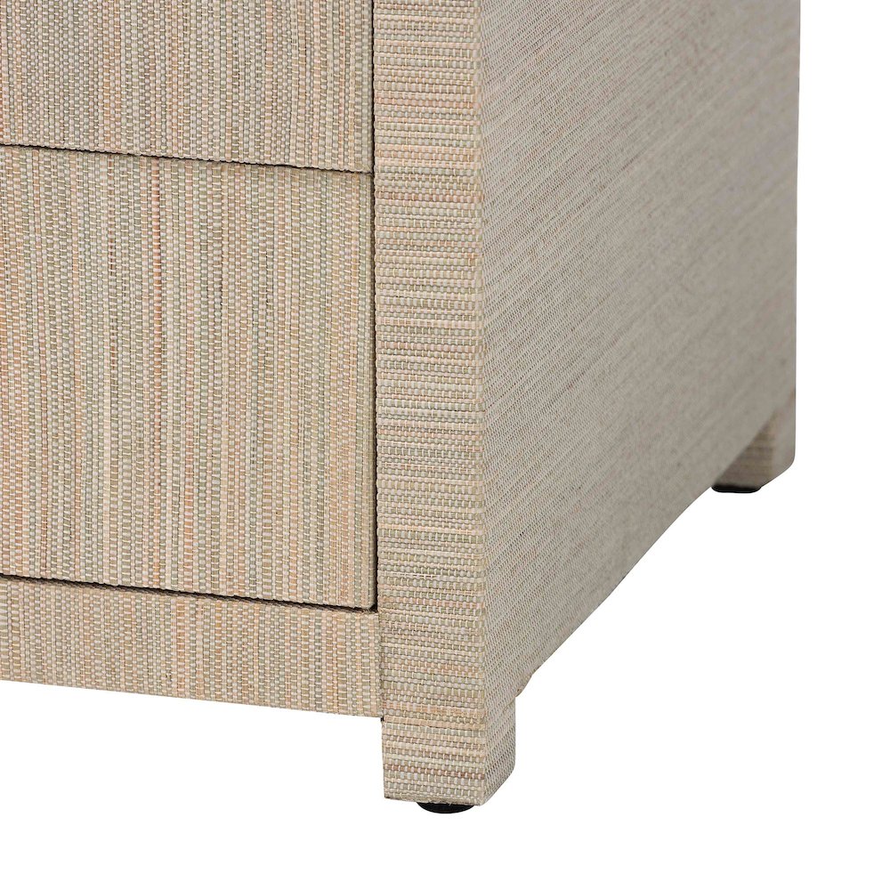 Quinn Bohemian Woven Natural Grasscloth 3-Drawer Nightstand. Picture 7