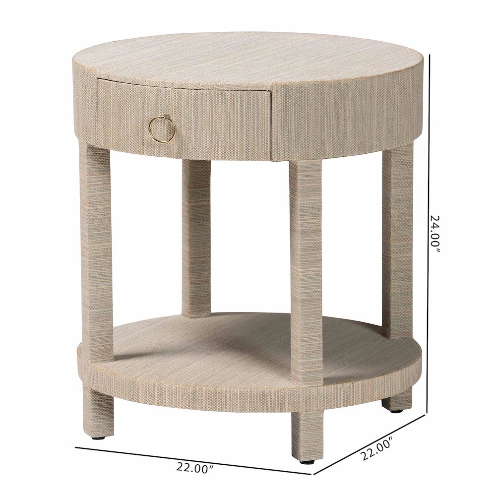 Sadia Bohemian Woven Natural Grasscloth 1-Drawer Nightstand. Picture 11