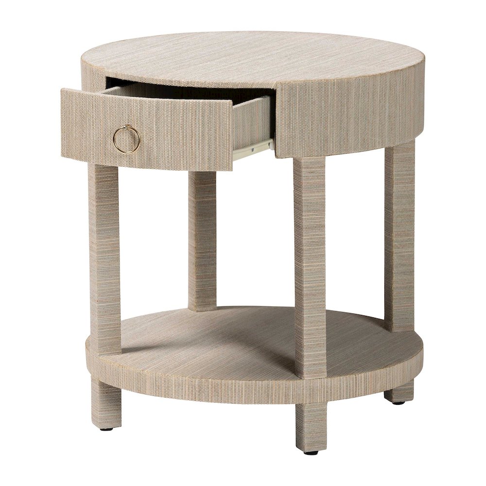 Sadia Bohemian Woven Natural Grasscloth 1-Drawer Nightstand. Picture 2