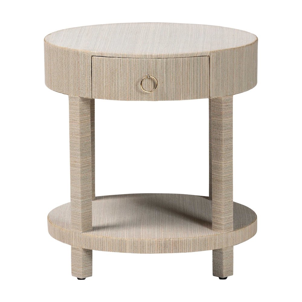 Sadia Bohemian Woven Natural Grasscloth 1-Drawer Nightstand. Picture 3