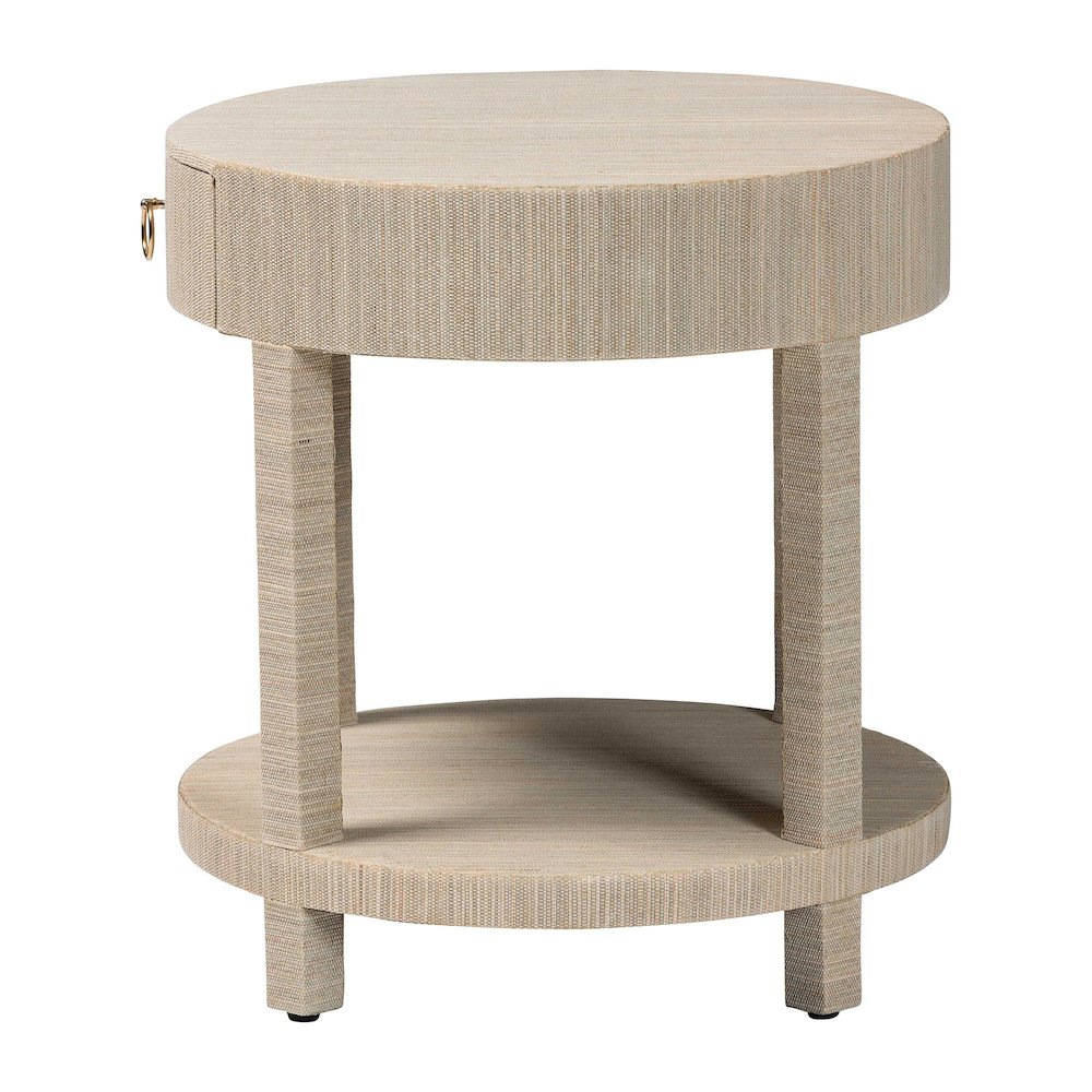 Sadia Bohemian Woven Natural Grasscloth 1-Drawer Nightstand. Picture 4