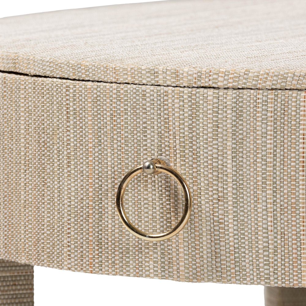 Sadia Bohemian Woven Natural Grasscloth 1-Drawer Nightstand. Picture 6
