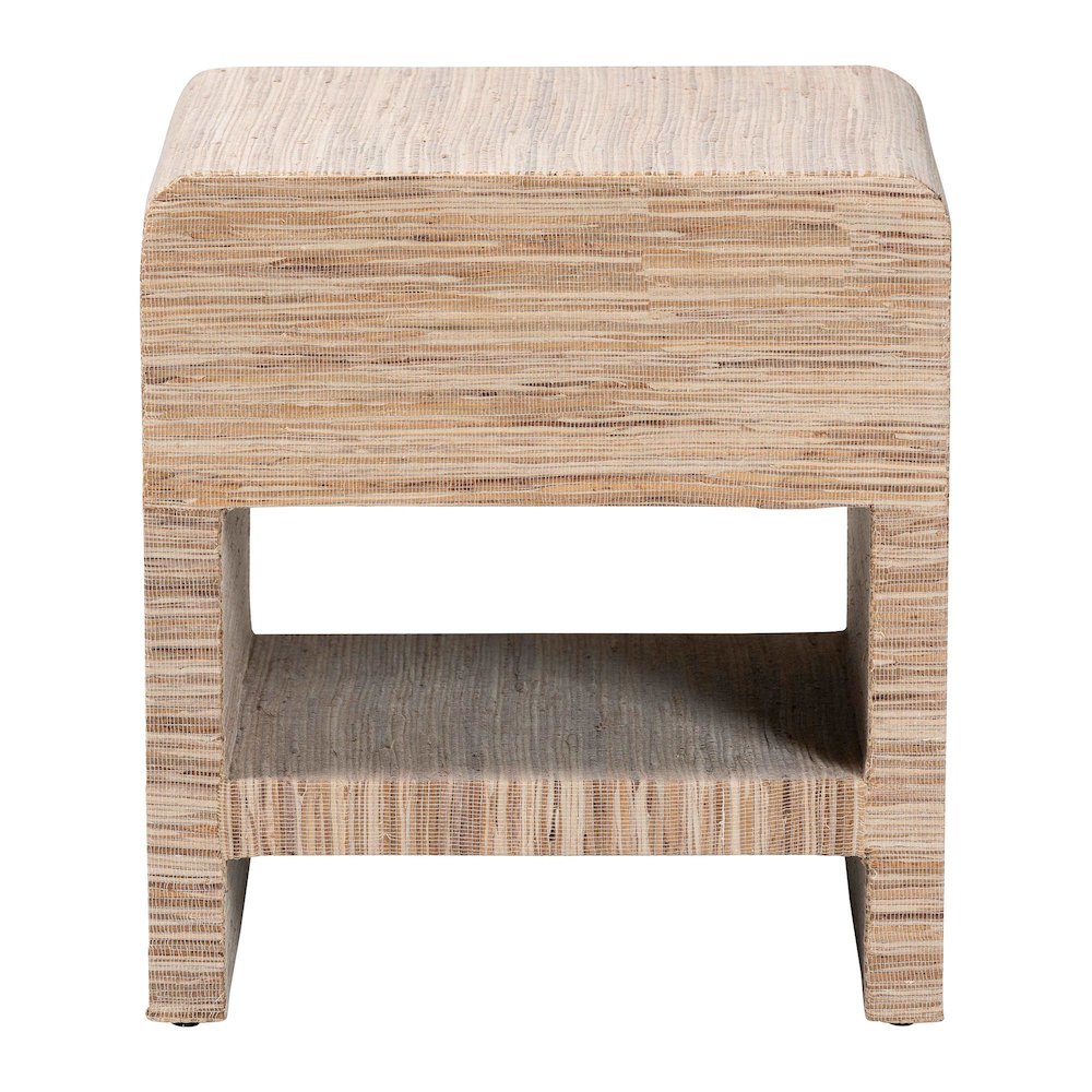 Callan Bohemian Woven Natural Grasscloth 1-Drawer Nightstand. Picture 5