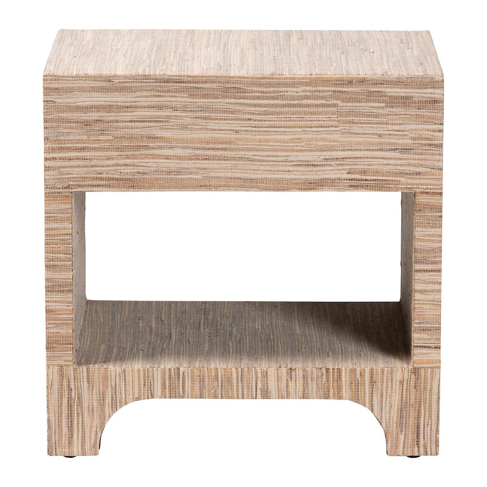 Julia Bohemian Woven Natural Grasscloth 1-Drawer Nightstand. Picture 5
