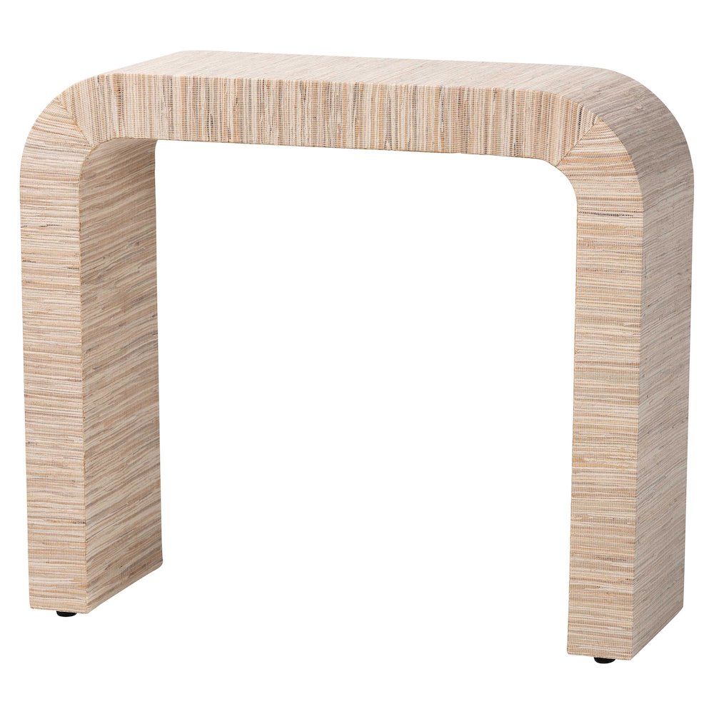 Yareli Bohemian Woven Natural Grasscloth Console Table. Picture 1