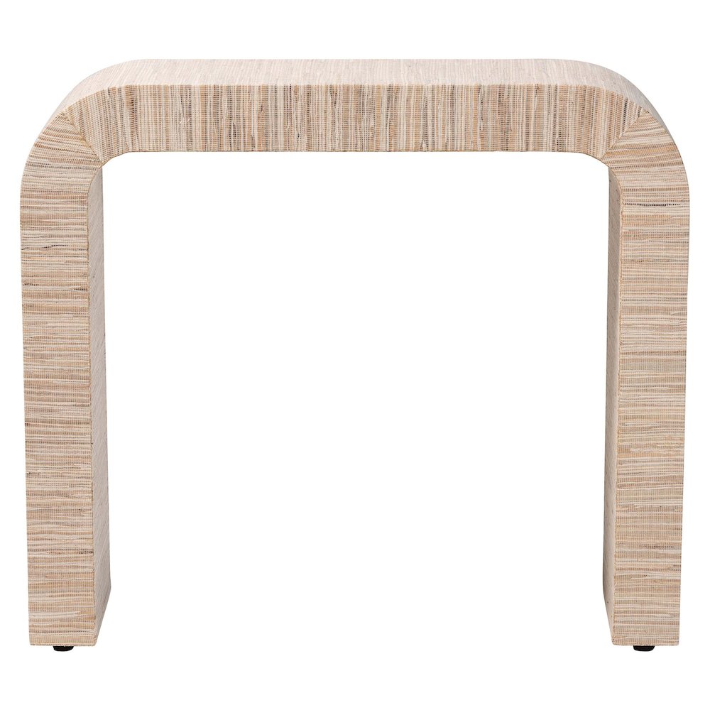 Yareli Bohemian Woven Natural Grasscloth Console Table. Picture 2