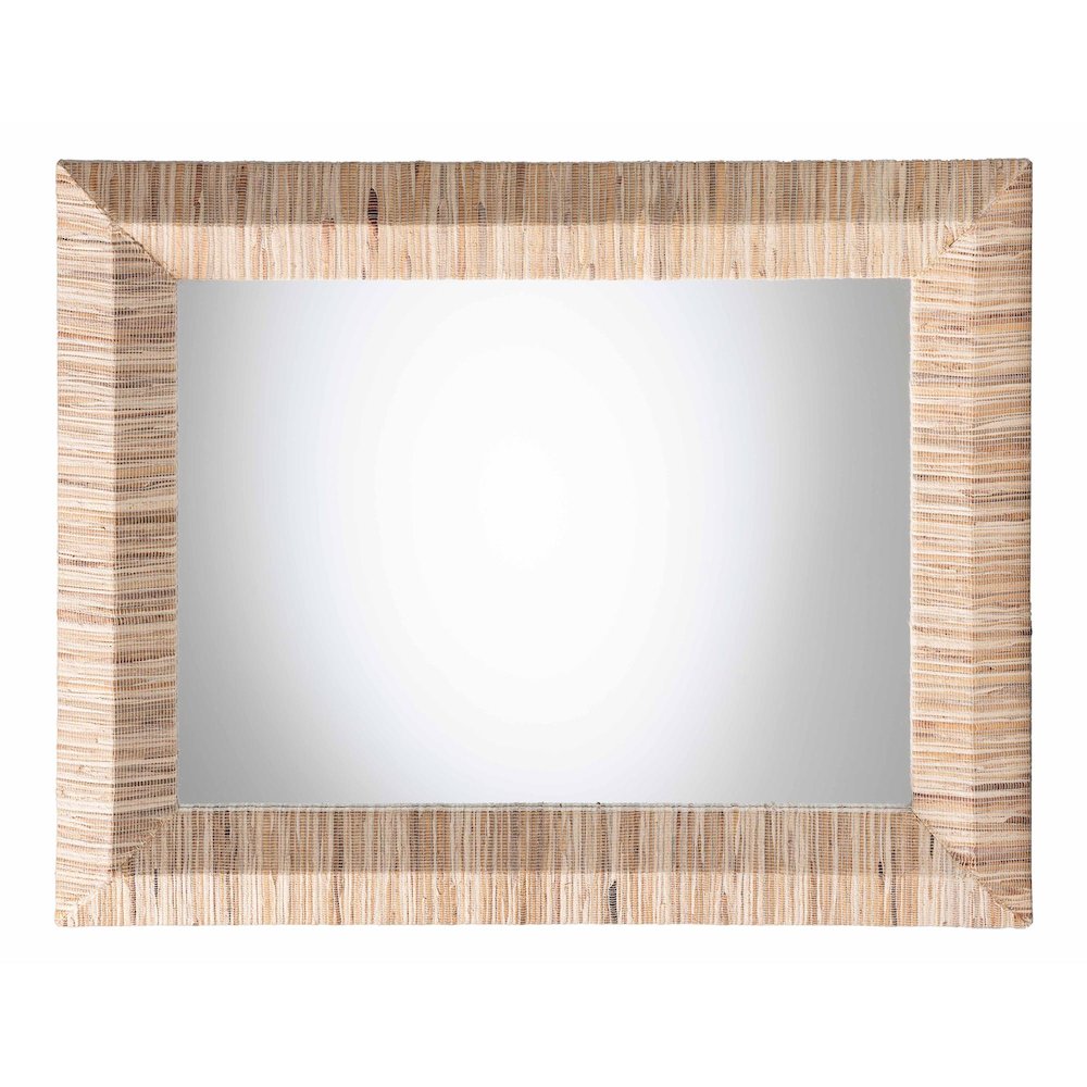 Adino Bohemian Woven Natural Grasscloth Rectangle Accent Mirror. Picture 2