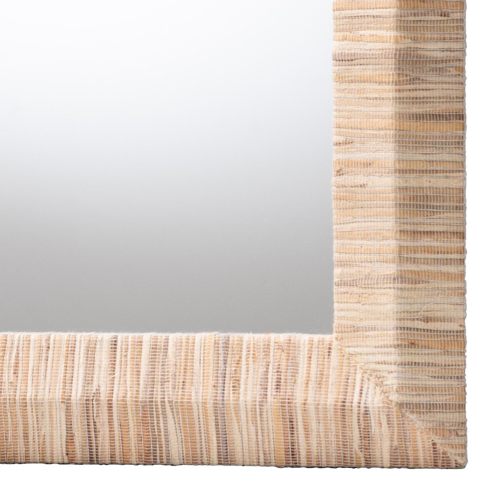 Adino Bohemian Woven Natural Grasscloth Rectangle Accent Mirror. Picture 3