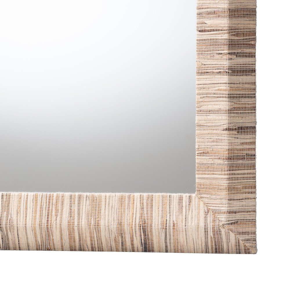 Adino Bohemian Woven Natural Grasscloth Square Accent Mirror. Picture 3