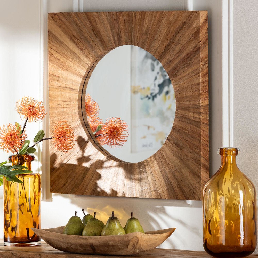 Mosa Bohemian Pealed Grasscloth Accent Mirror. Picture 4
