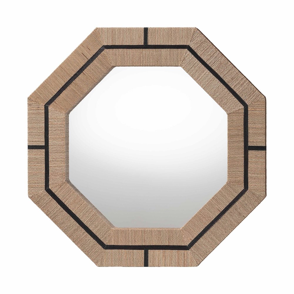 Mirai Bohemian Woven Grasscloth Octagon Accent Mirror. Picture 1