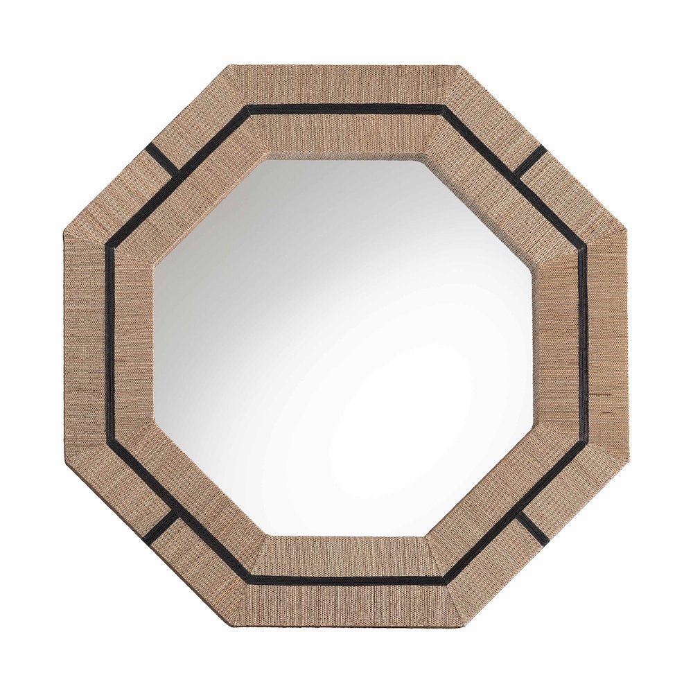 Mirai Bohemian Woven Grasscloth Octagon Accent Mirror. Picture 2