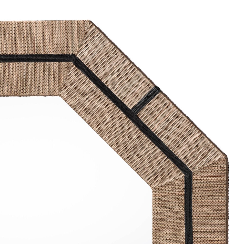 Mirai Bohemian Woven Grasscloth Octagon Accent Mirror. Picture 3