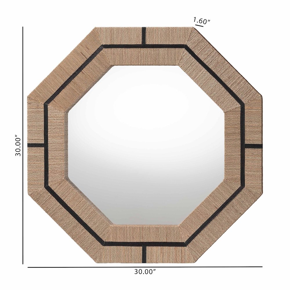 Mirai Bohemian Woven Grasscloth Octagon Accent Mirror. Picture 5