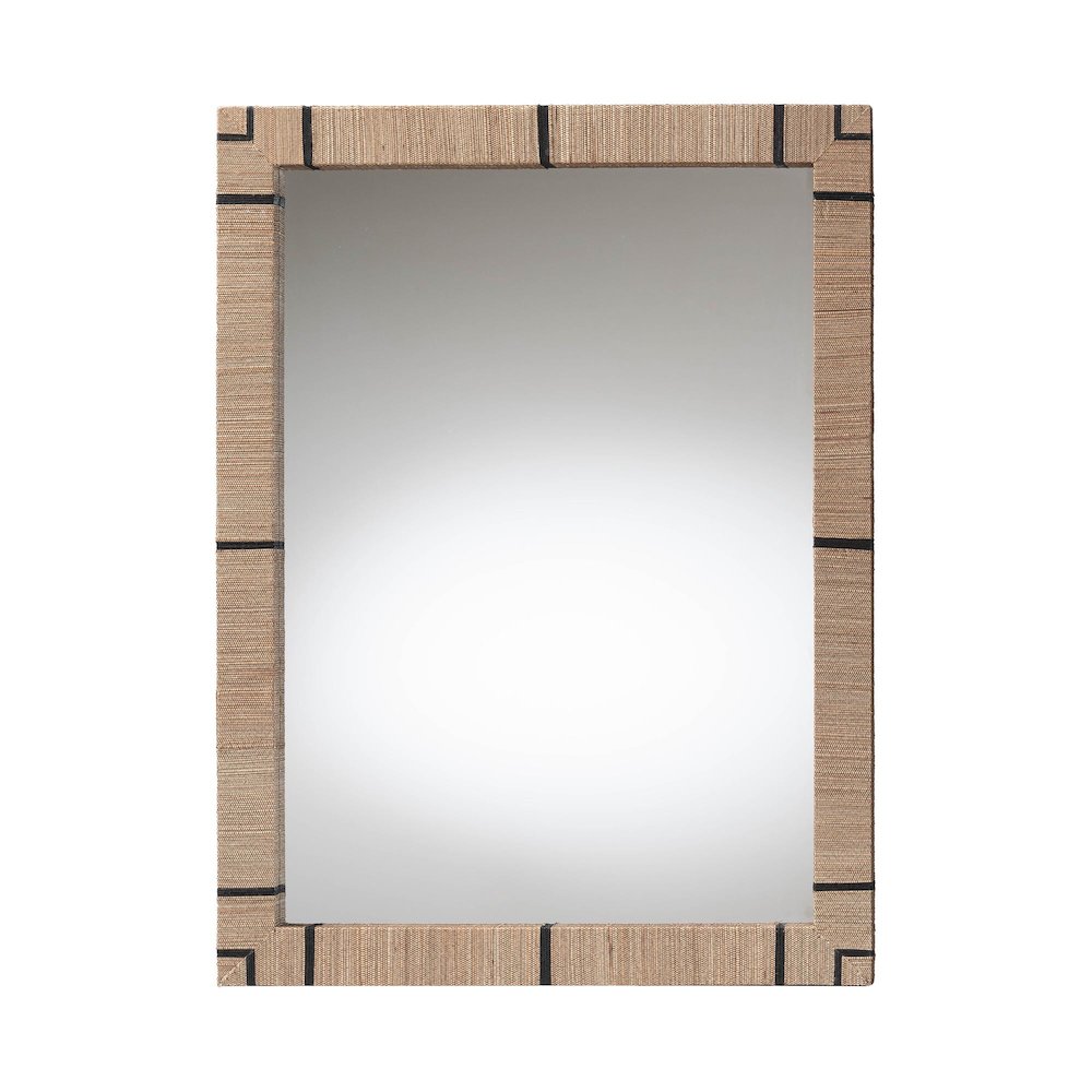 Mirai Bohemian Woven Grasscloth Rectangle Accent Mirror. Picture 1
