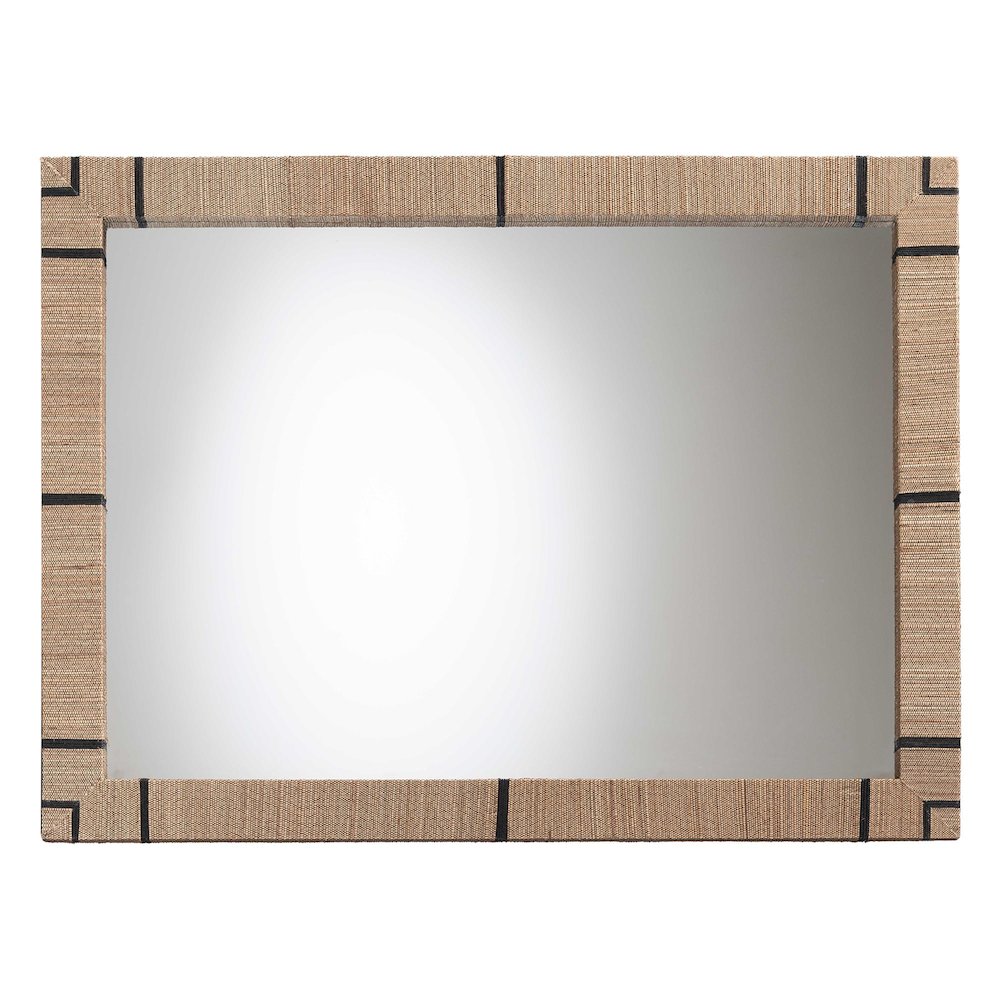 Mirai Bohemian Woven Grasscloth Rectangle Accent Mirror. Picture 2