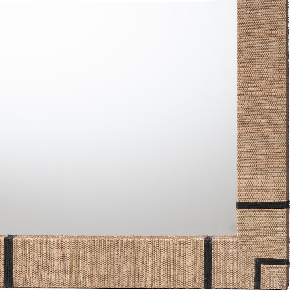 Mirai Bohemian Woven Grasscloth Rectangle Accent Mirror. Picture 3