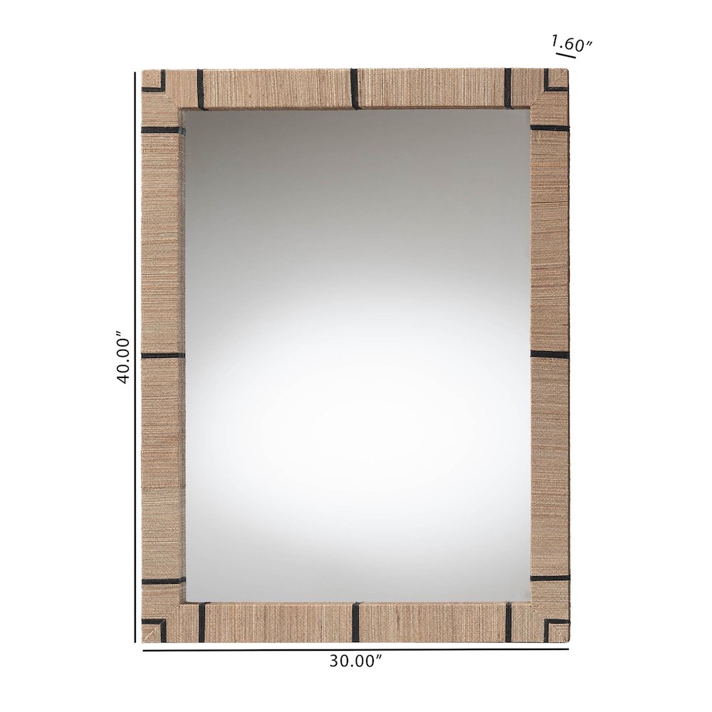Mirai Bohemian Woven Grasscloth Rectangle Accent Mirror. Picture 5
