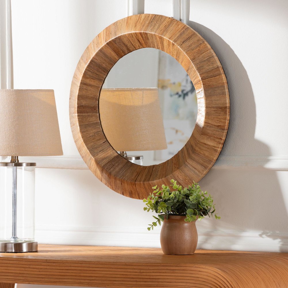 Tarun Bohemian Grasscloth Accent Mirror. Picture 3