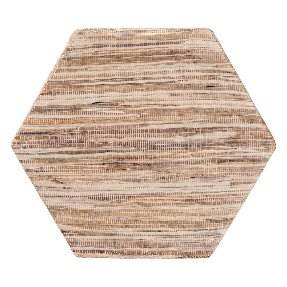 Idana Bohemian Woven Grasscloth Hourglass End Table. Picture 4