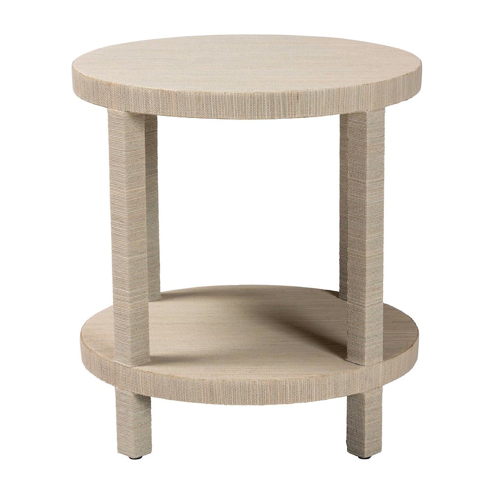 Rocco Bohemian Woven Grasscloth End Table. Picture 2