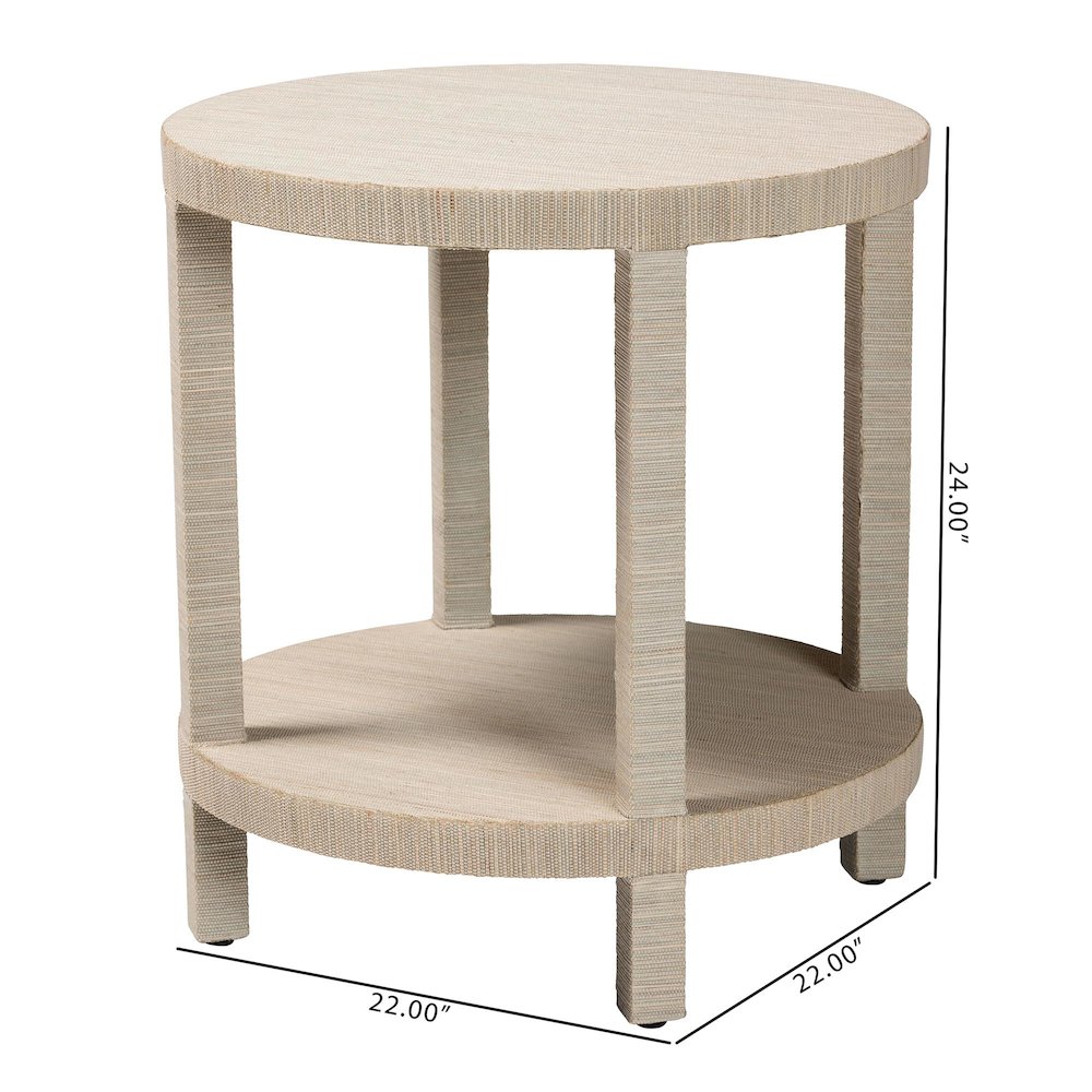 Rocco Bohemian Woven Grasscloth End Table. Picture 8