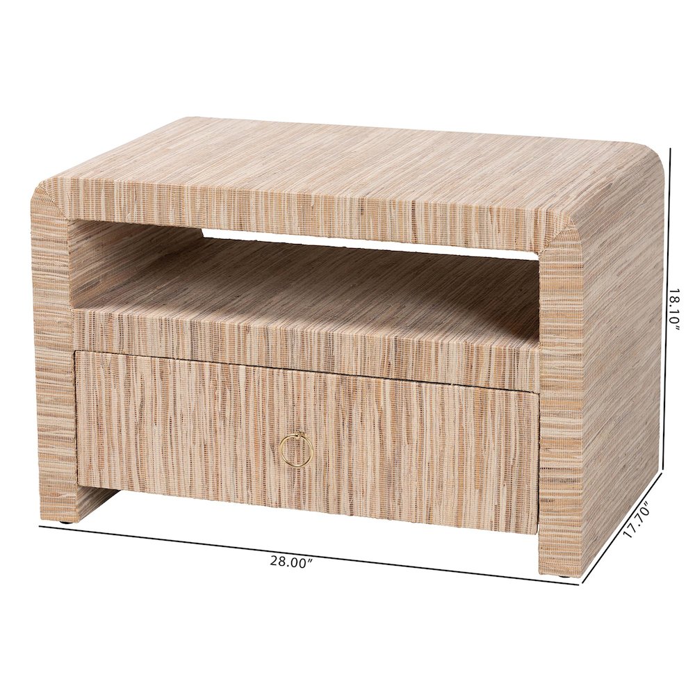 Hannah Bohemian Woven Grasscloth 1-Drawer Nightstand. Picture 11