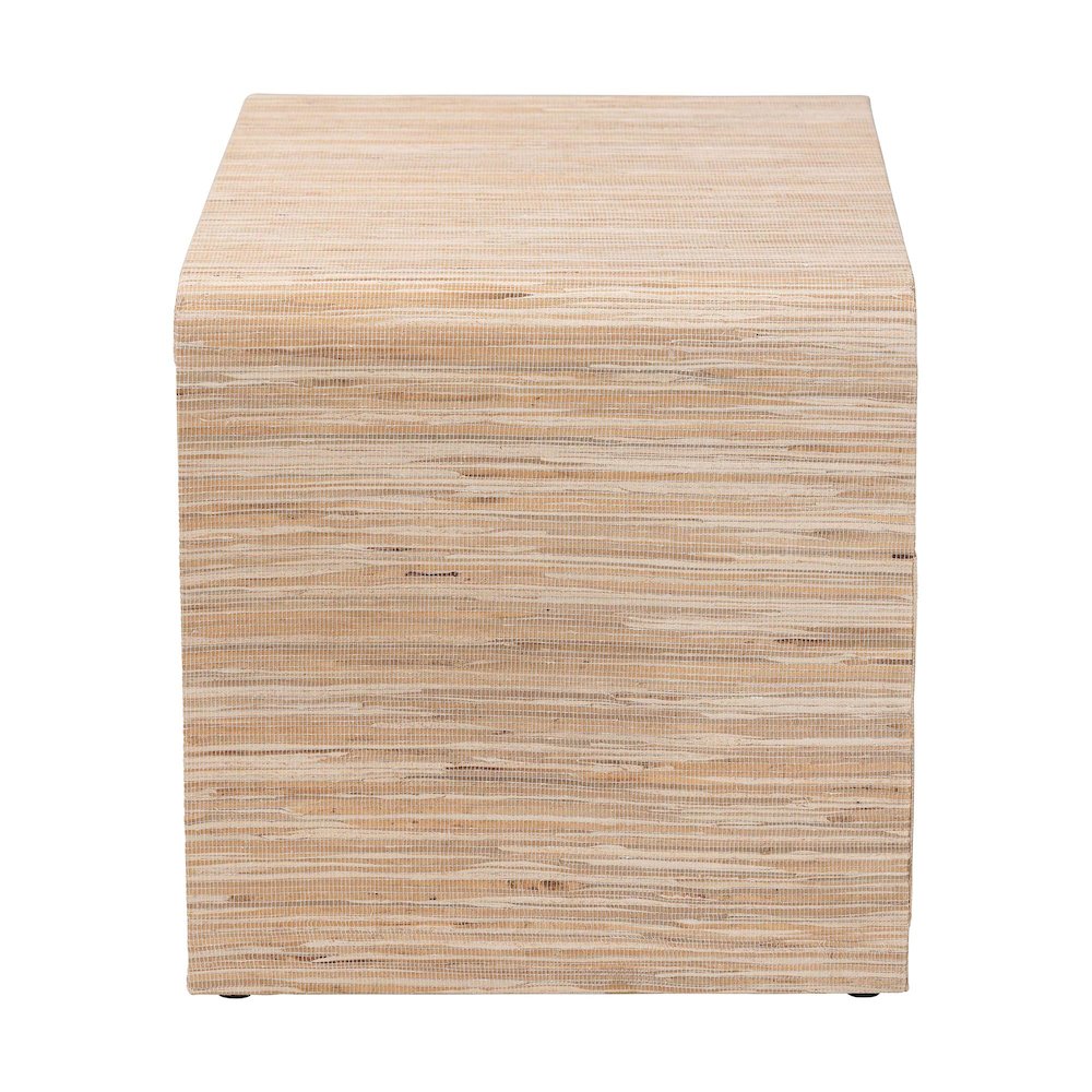 Hannah Bohemian Woven Grasscloth 1-Drawer Nightstand. Picture 4