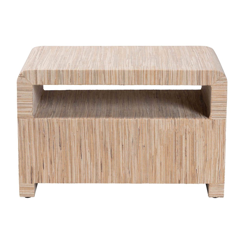 Hannah Bohemian Woven Grasscloth 1-Drawer Nightstand. Picture 5