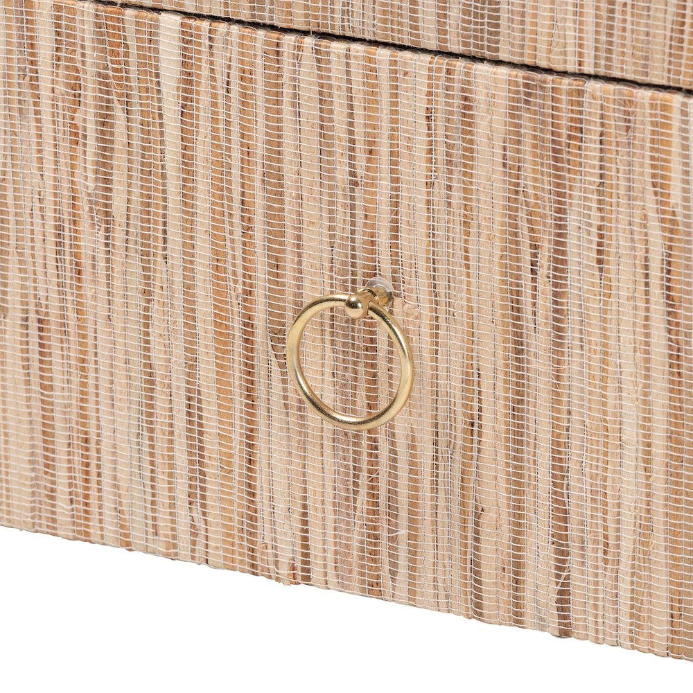 Hannah Bohemian Woven Grasscloth 1-Drawer Nightstand. Picture 6