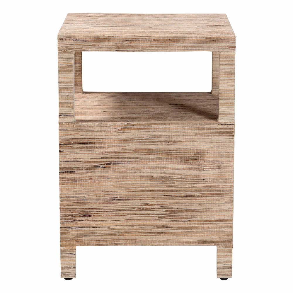 Paine Bohemian Woven Grasscloth 2-Drawer Nightstand. Picture 4