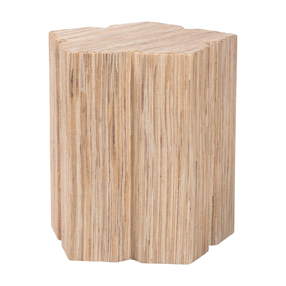 Janeth Bohemian Woven Grasscloth End Table. Picture 3