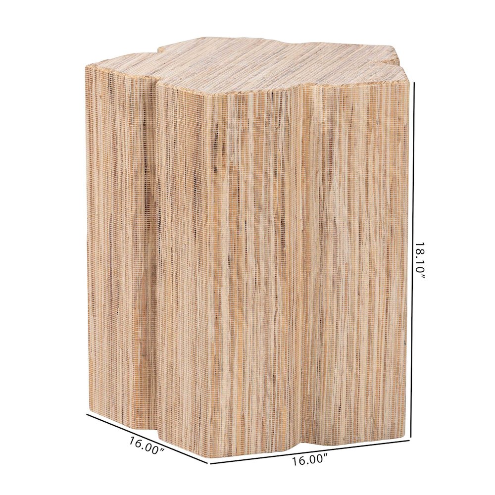 Janeth Bohemian Woven Grasscloth End Table. Picture 8