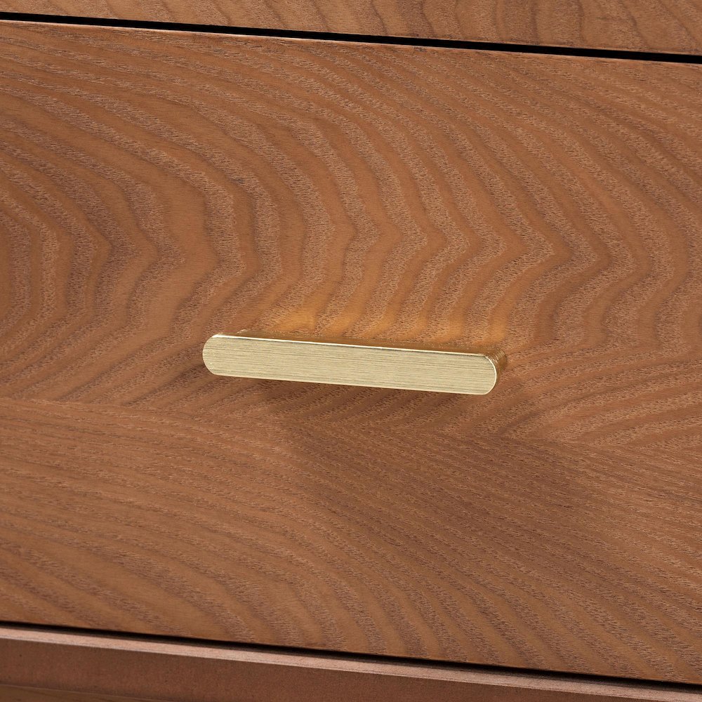 Mandolin Mid-Century Ash Walnut Wood 2-Drawer Nightstand. Picture 5