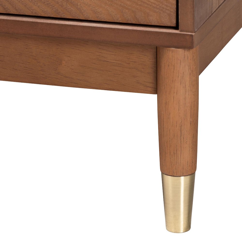 Mandolin Mid-Century Ash Walnut Wood 2-Drawer Nightstand. Picture 6