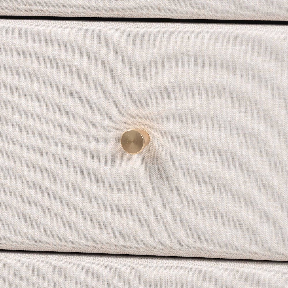 Nikolai Mid-Century Beige Fabric and Wenge Brown Wood 6-Drawer Dresser. Picture 5