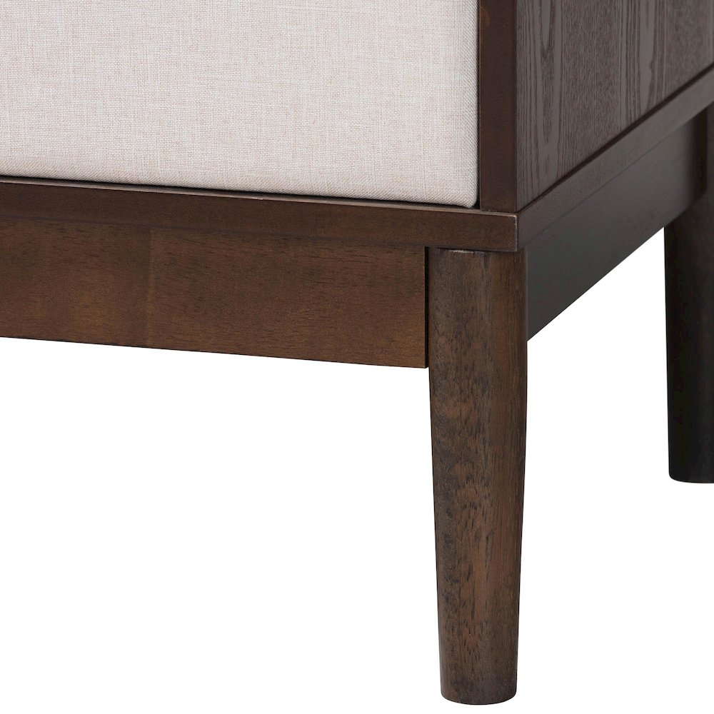 Nikolai Mid-Century Beige Fabric and Wenge Brown Wood 6-Drawer Dresser. Picture 6