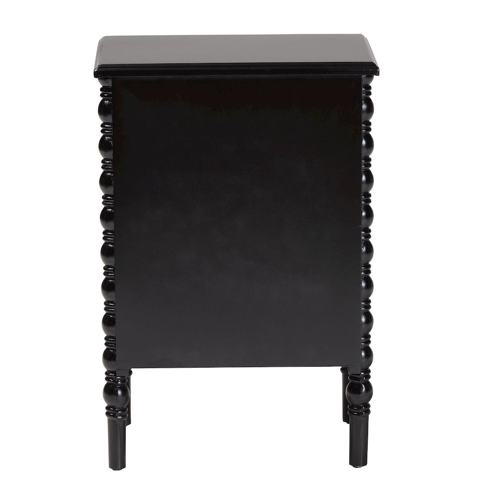 Malinda Classic Black Wood 3-Drawer End Table with Spindle Legs. Picture 5